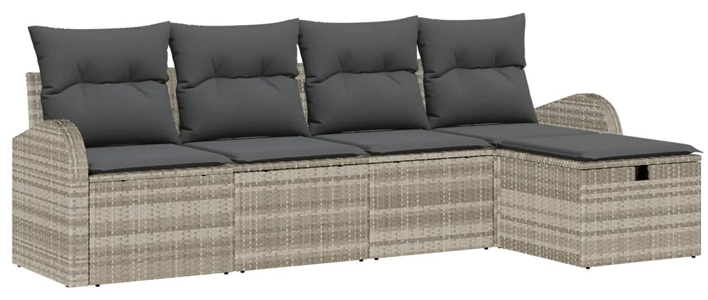 vidaXL Kanapé Szett párnával tárolóval Világosszürke polirattan