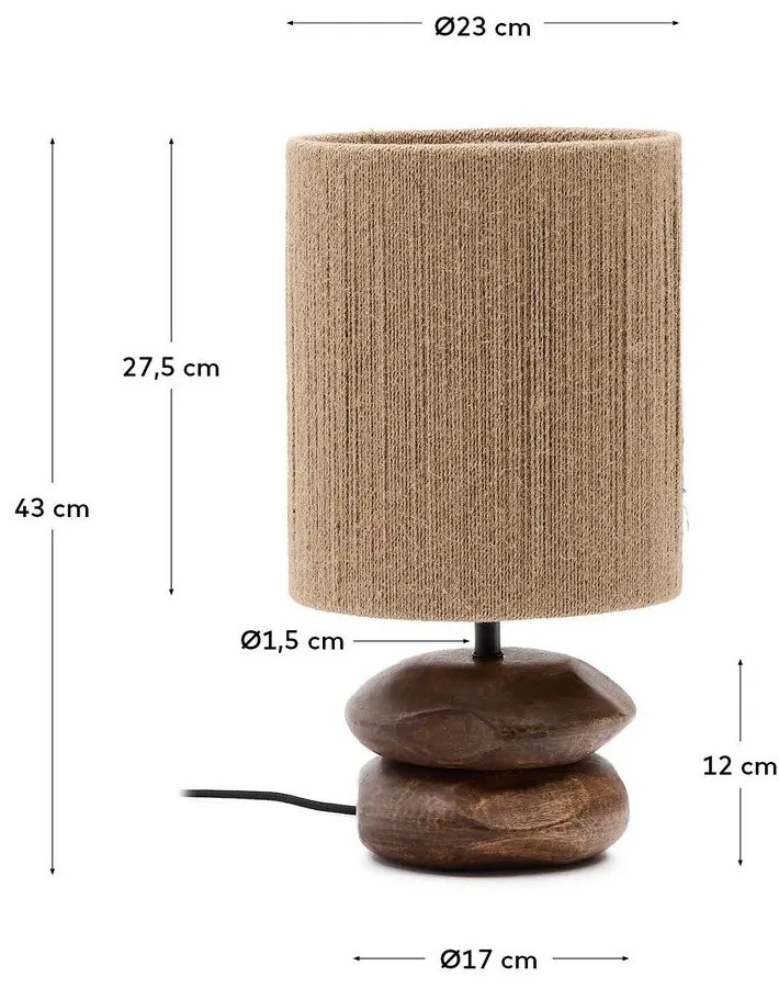 Sötét natúr színű akácfa asztali lámpa (magasság 43 cm) Kor – Kave Home