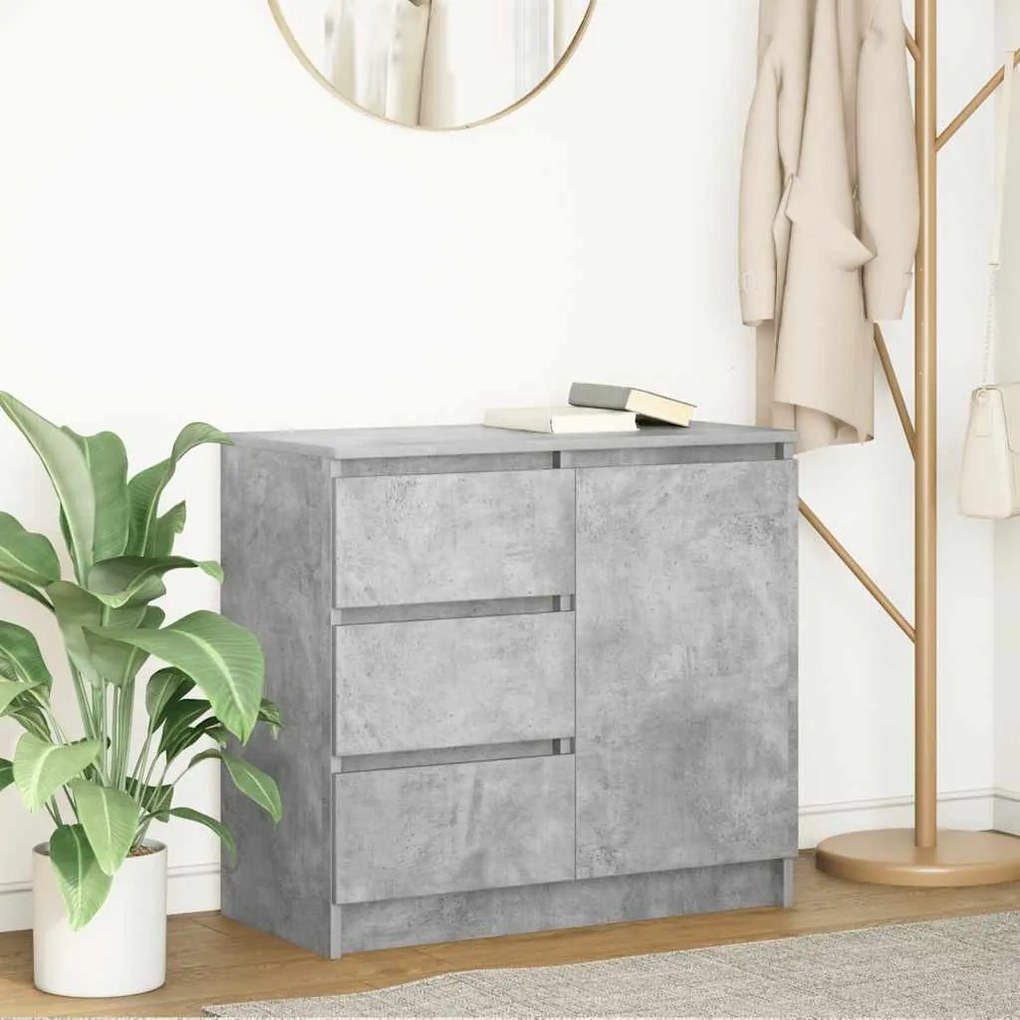 betonszürke szerelt fa tálalószekrény fiókos 71x35x65 cm