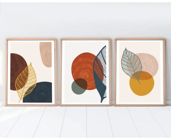 KÉSZLET 3x Kép képkeretben 50x70 cm színes