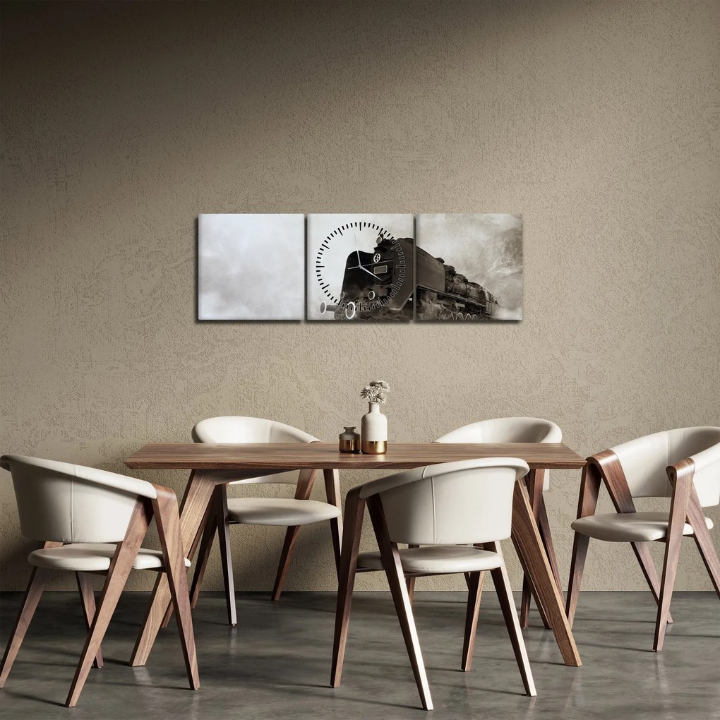 Kép - Vonat a ködben (órával) (90x30 cm)