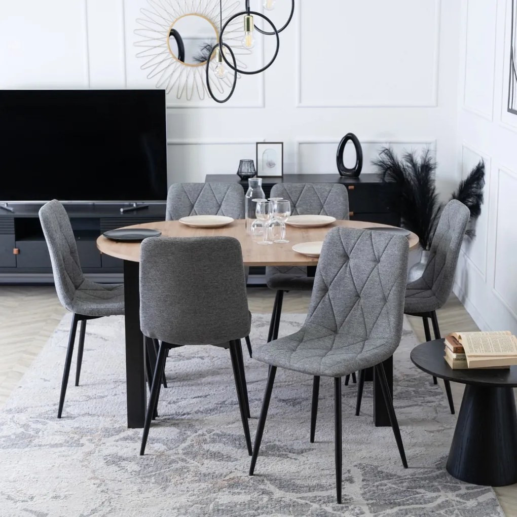 Étkezőgarnitúra 6 db. Szürke Robin székkel. Bővíthető asztal HARRY 102-142 cm