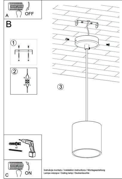 Csillár zsinóron ORBIS 1 1xGU10/40W/230V fekete