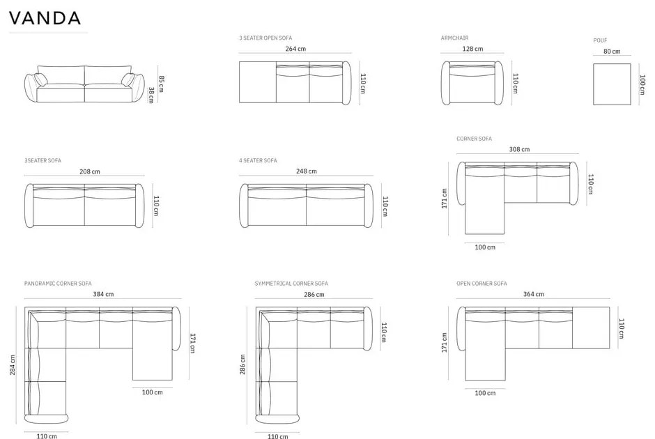 Világosszürke bársony kanapé 208 cm Vanda – Mazzini Sofas