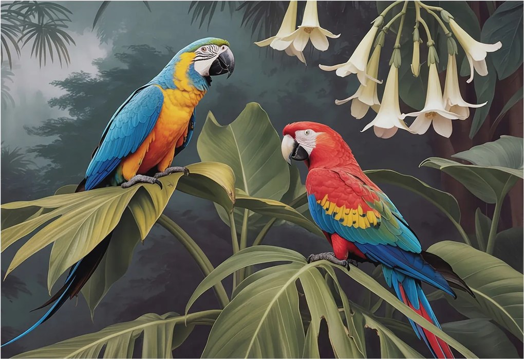 Fotótapéta Flizelina Nappali és Hálószoba Iroda Színes papagájok 152x104