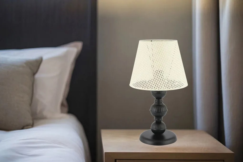 Fém éjjeli lámpa, krém-fekete, 20 cm – TR390FLH2693