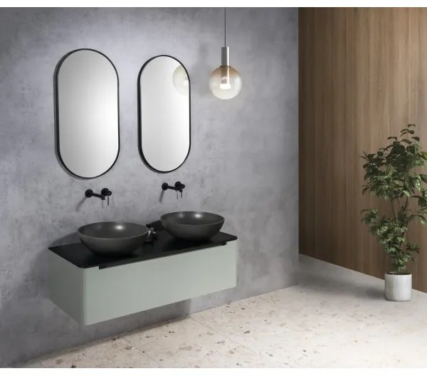 Sapho - TURF ráültethető mosdó, átmérő 44 cm, beton/fekete gránit