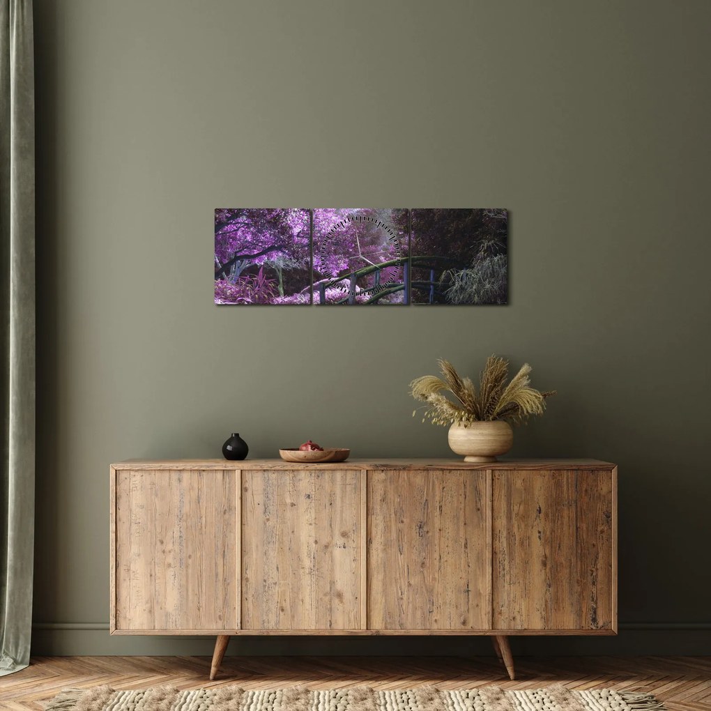 A lila kert képe (órával) (90x30 cm)