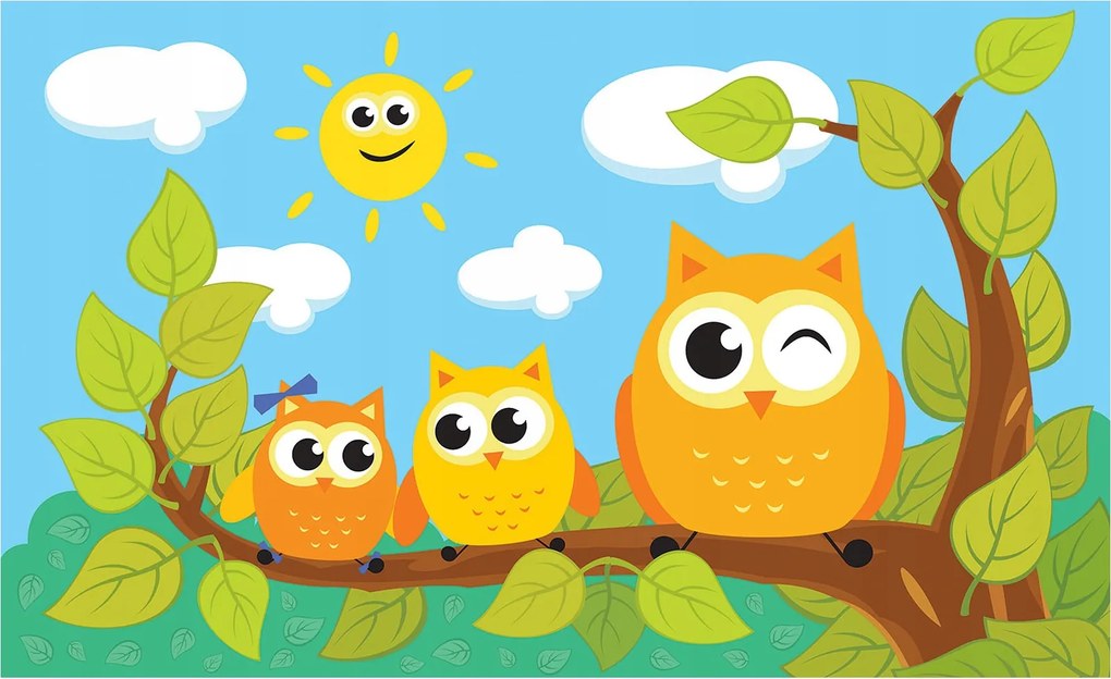 Fotótapéta Baglyok napelemes család ág 250x175 gyerekeknek a szobába +ragasztó