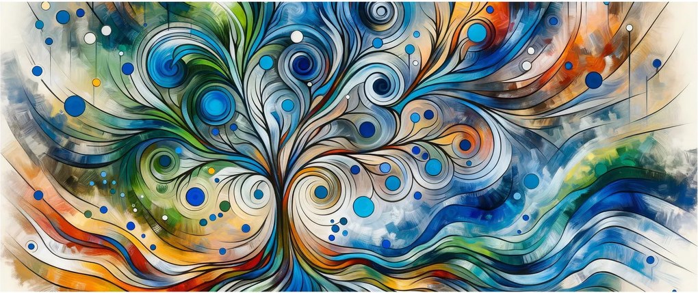 Kép – Színes energikus fa (120x50 cm)