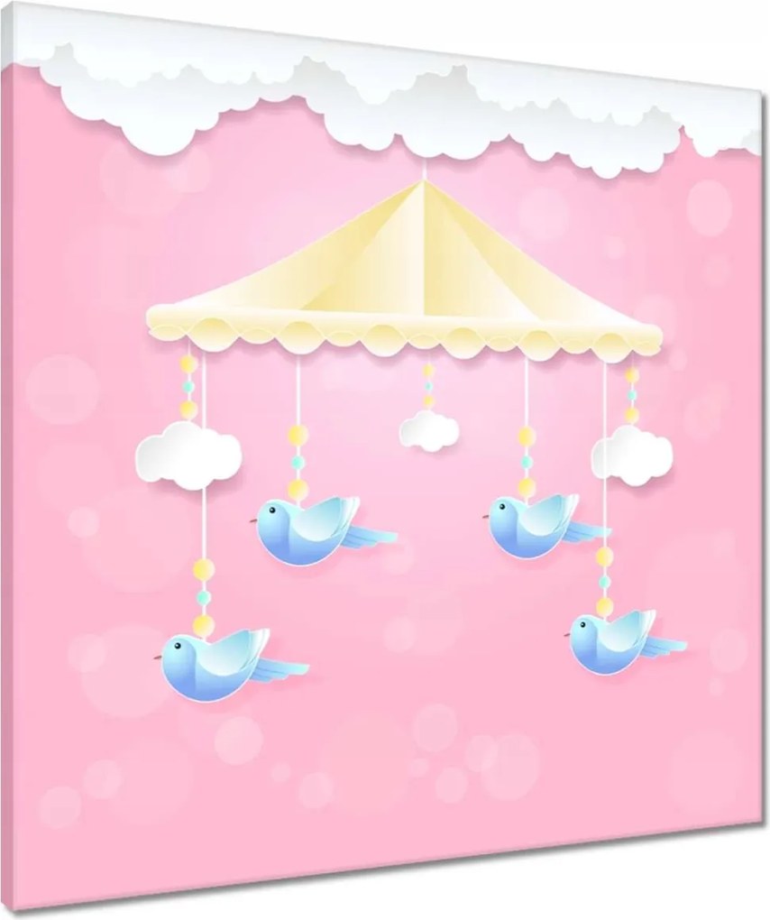 Vászonkép 60x60 Aranyos körhinta madárkákkal