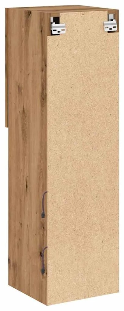 2 db kézműves tölgy TV-szekrény LED-lámpákkal 30,5x30x102 cm