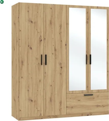 LITA WARDROBE 4D1S ARTISAN OAK WITH MIRROR