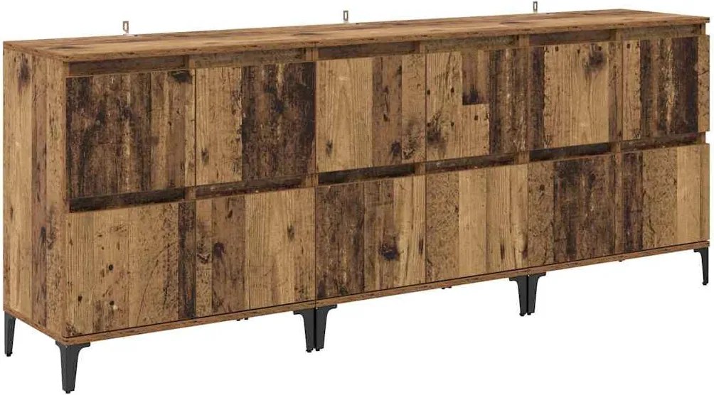 vidaXL Oldalszekrények 3 pcs Öreg fa 60 x 35 x 70 cm Faanyag