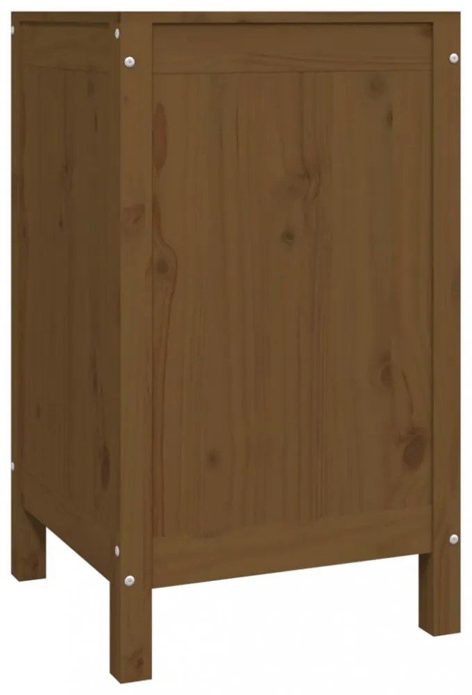 mézbarna tömör fenyőfa szennyestartó láda 44 x 44 x 76 cm