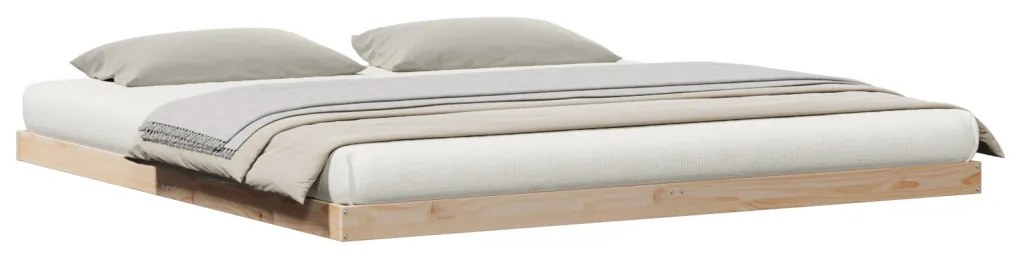 Földi ágykeret Természetes 200 x 220 cm Tömör fenyőfa