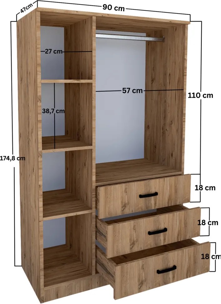 Easy gardróbszekrény, 90 cm – TR350MWD1119