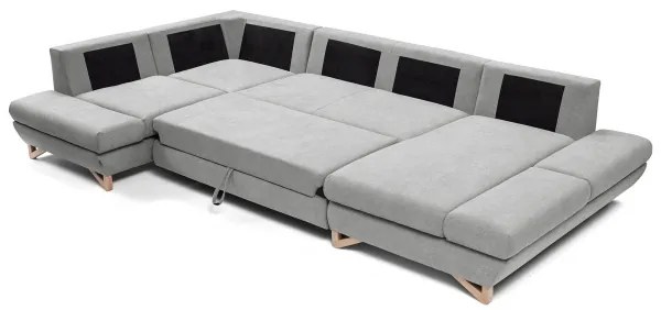 AVESTA kárpitozott U-alakú sarok ülőgarnitúra, ággyá nyitható, tárolóval, szürke