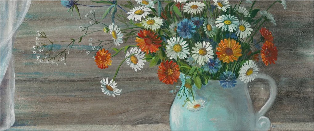 Kép - réti virágok, olajfestmény (120x50 cm)