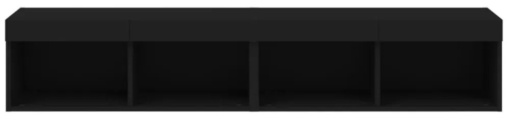 2 db fekete TV-szekrény LED-világítással 80x30x30 cm