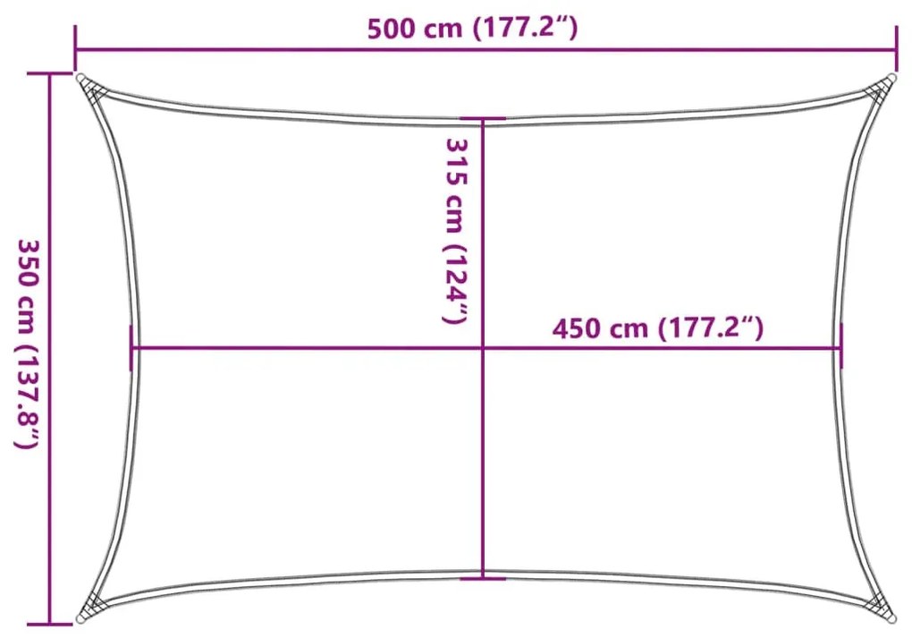sötétzöld HDPE napvitorla 160 g/m² 3,5 x 5 m