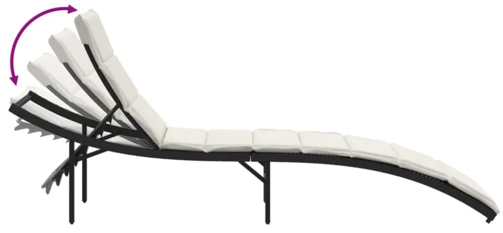 2 db fekete polyrattan napozóágy párnával