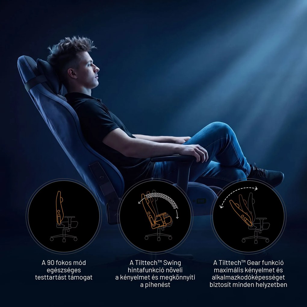 Gamer szék szövet Small Size, fekete-kék: Diablo X-One 2.0 Night Blue