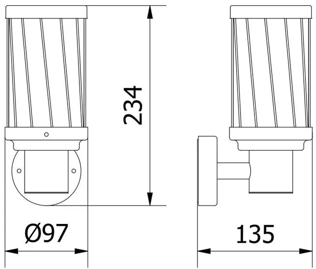 Lámpa Kerti lámpatest KERTA-A, E27, MAX.12W, IP44, AC220-240V ,50-60Hz,falra szerelhető, grafit