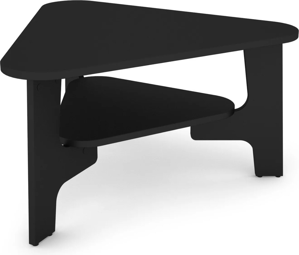 Dohányzóasztal Nappaliba Triango Háromszög Fekete Minimalista Loft 80cm