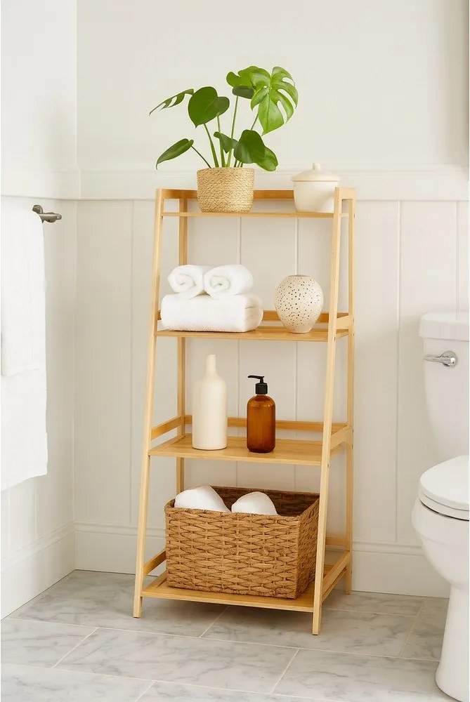 Natúr színű bambusz fürdőszobai polcos állvány 52x115 cm Elori – Bonami Essentials