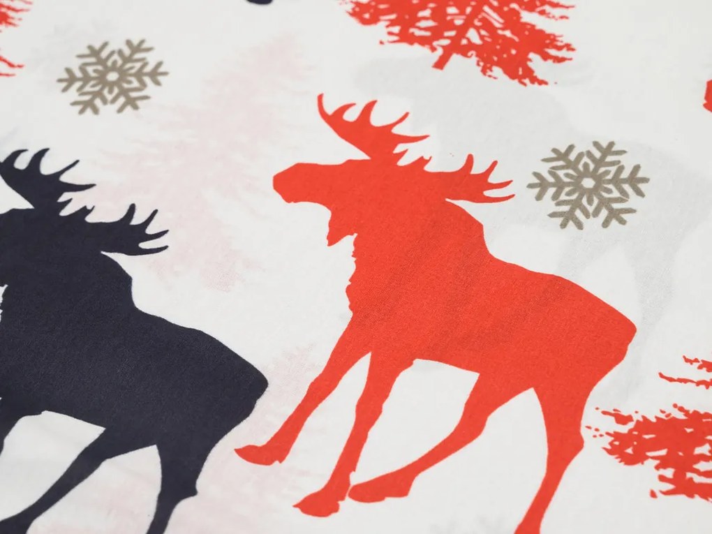 CHRISTMAS MOOSE fehér pamut ágyneműhuzat Ágyneműhuzat mérete: 2 db 70 x 90 cm | 200 x 220 cm