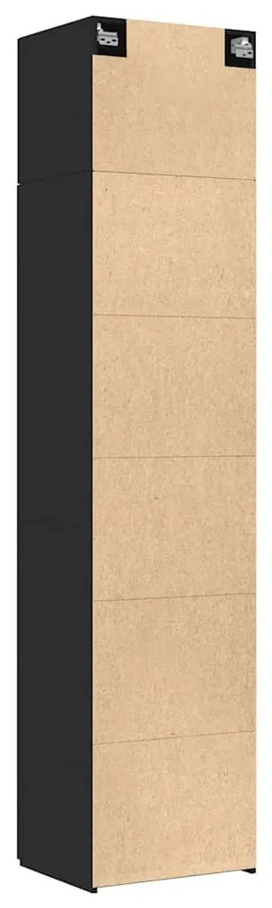 fekete szerelt fa vékony tárolószekrény 50 x 42,5 x 225 cm