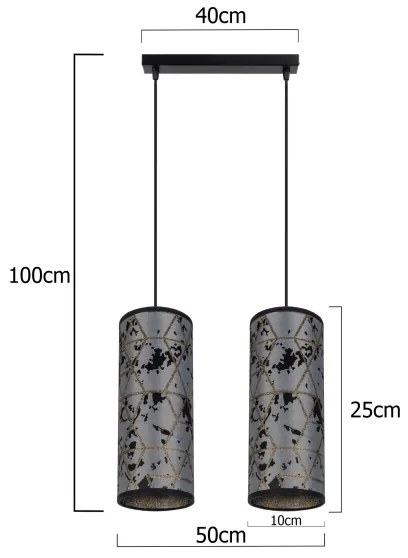 Csillár zsinóron AVALO 2xE27/60W/230V szürke/fekete