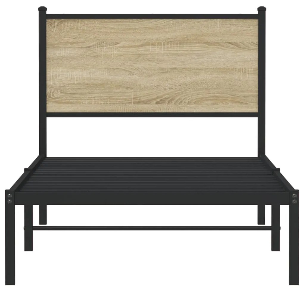 sonoma tölgy színű fém ágykeret matrac nélkül 75 x 190 cm