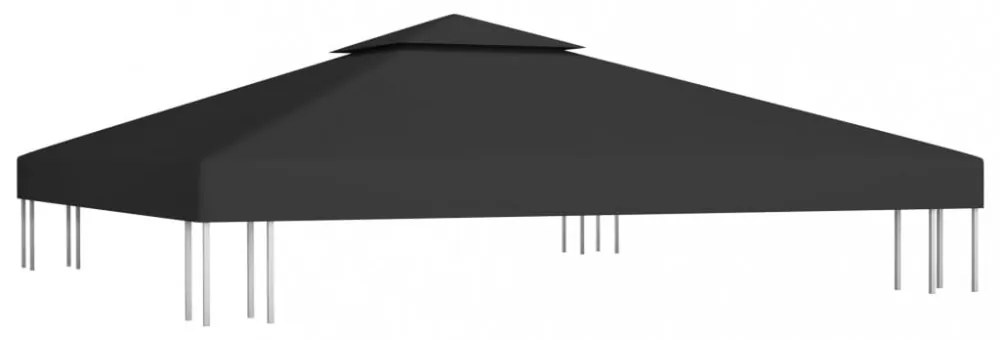 fekete kétszintes pavilon-tetőponyva 310 g/m² 3 x 3 m
