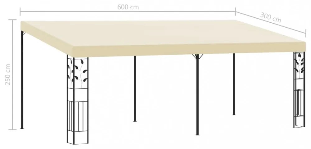 vidaXL krémszínű falra szerelhető pavilon 6 x 3 x 2,5 m