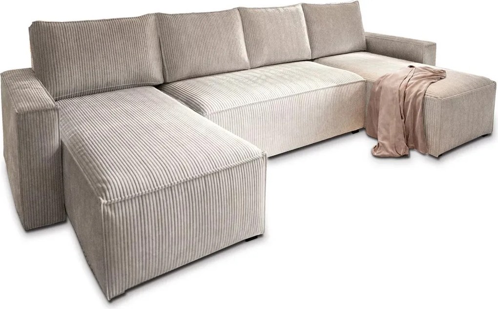 Világosbézs U alakú ülőgarnitúra SMART COSARO 295x140 cm