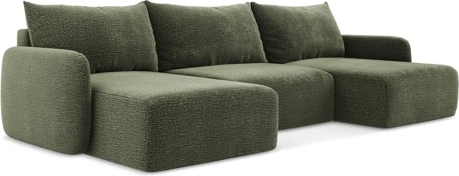 Zöld kinyitható-tárolóhelyes sarokkanapé Kalena – Makamii