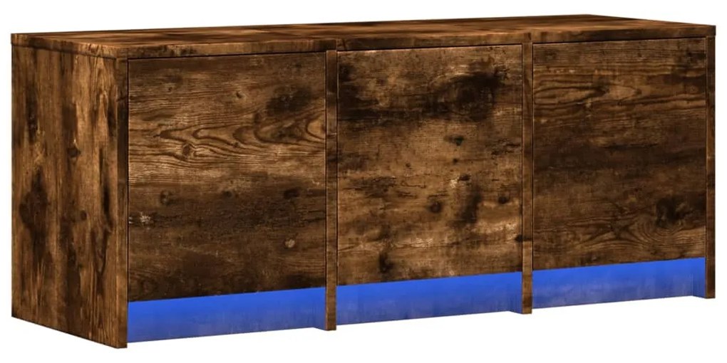 füstös tölgy színű szerelt fa TV-szekrény LED-del 97x34x40 cm