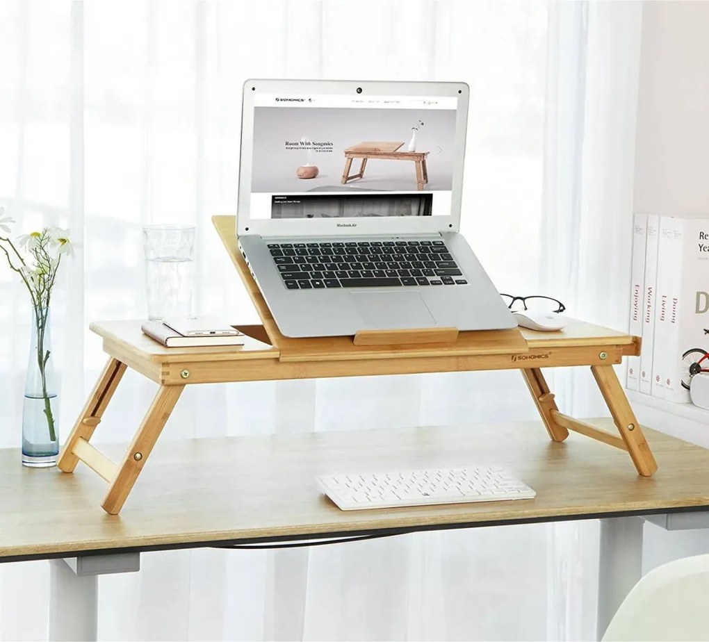 Bambusz laptop asztal állítható magasság 71x35cm
