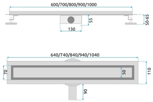 REA-G2704 - NEOX PRO 90 cm lefolyócsatorna rozsdamentes acél/szálcsiszolt arany