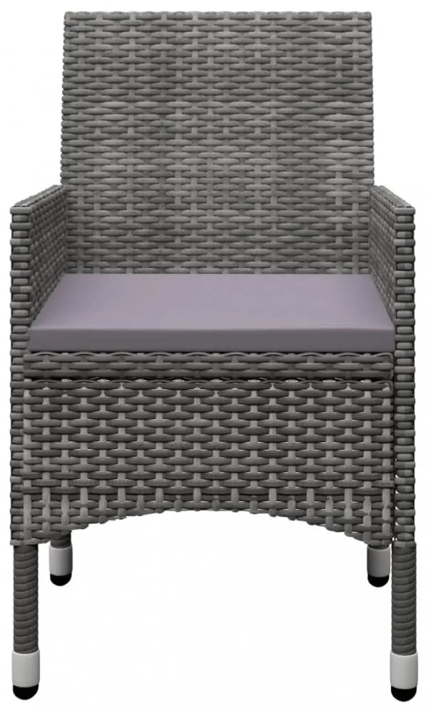 9 részes szürke polyrattan és üveg kerti étkezőgarnitúra