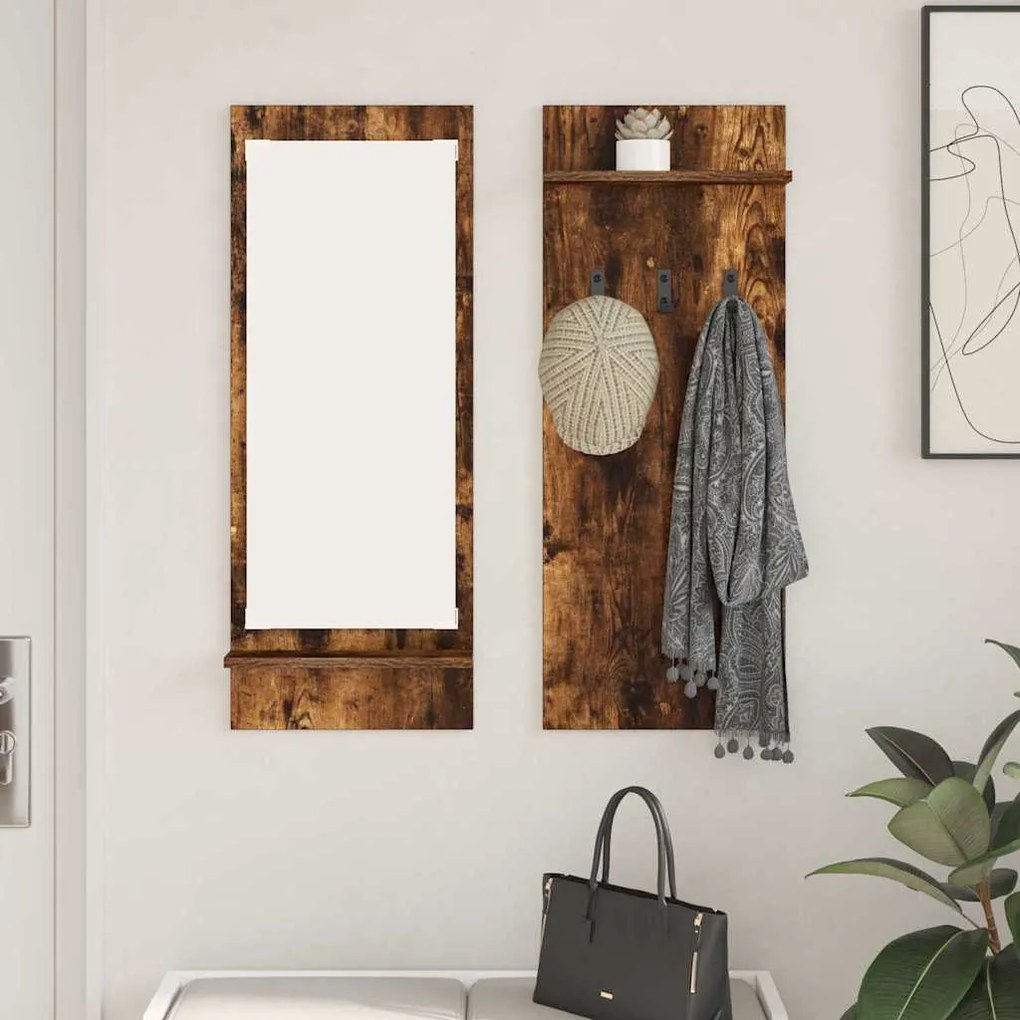 Fali Kabáthorog polcokkal Füstölt tölgy 70 x 10 x 90 cm Faanyag