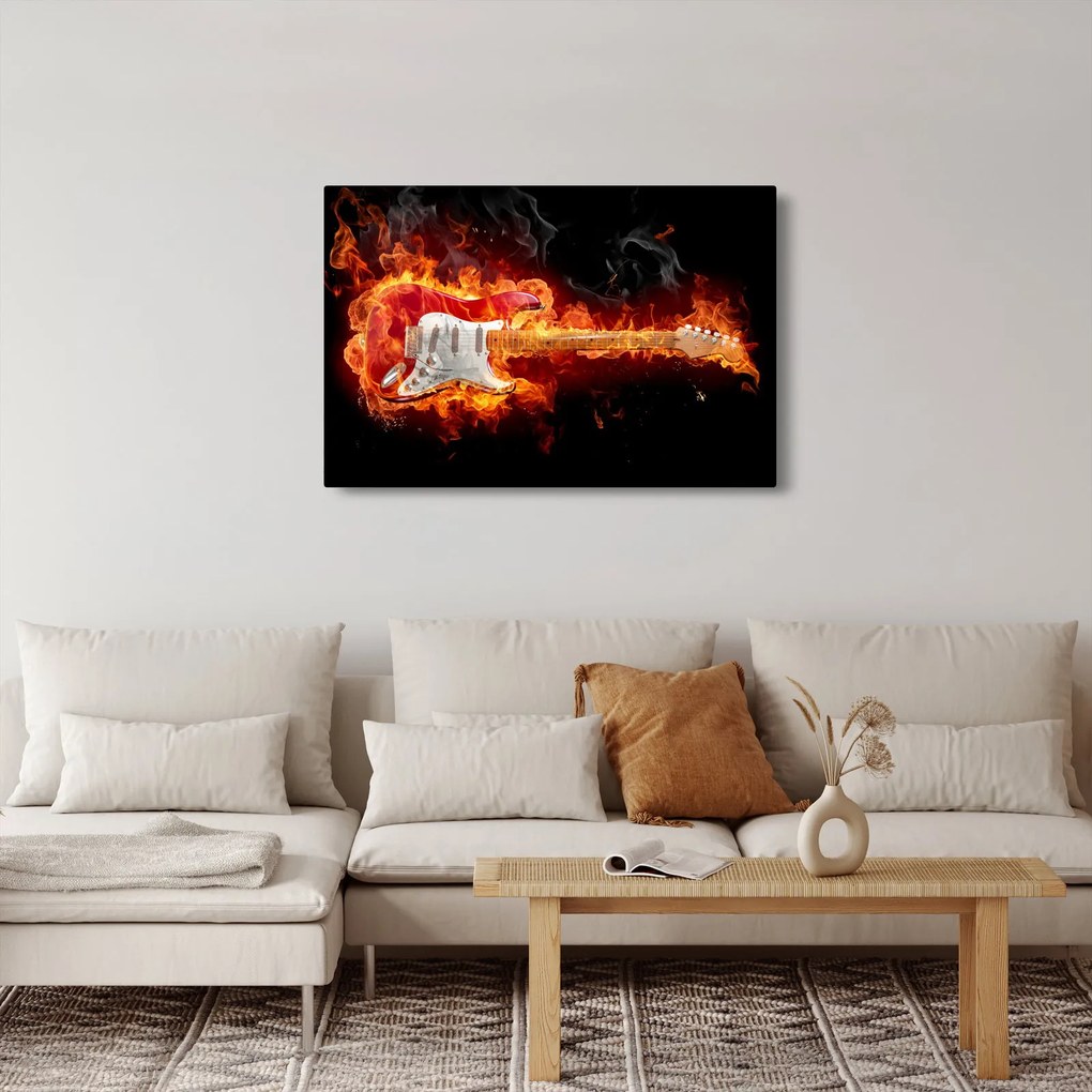 Kép - Gitár a lángokban (90x60 cm)