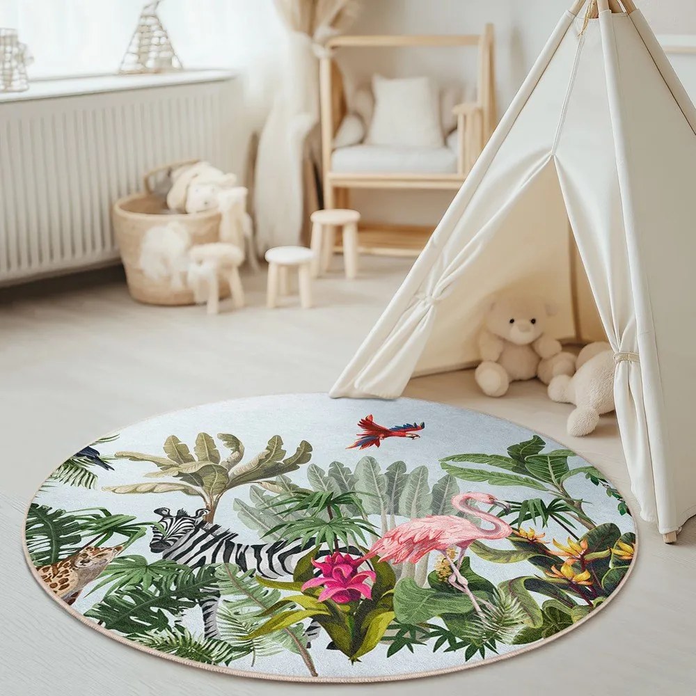 Mosható gyerek szőnyeg ø150 cm Jungle – Mila Home