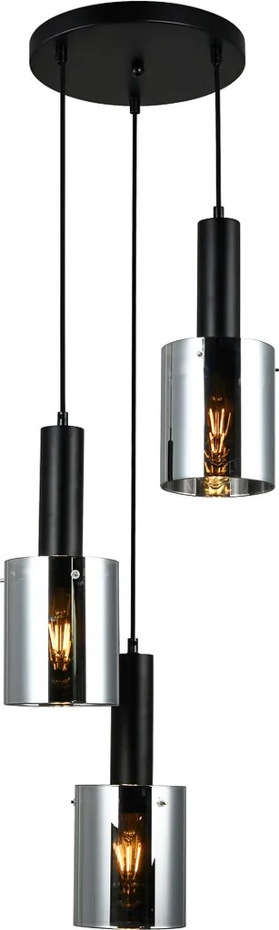 Italux glamour modern függeszték sardo fekete füstös itxpnd-5581-3a-bk+sg