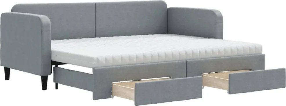 vidaXL világosszürke kihúzható szövet heverő fiókokkal 80 x 200 cm