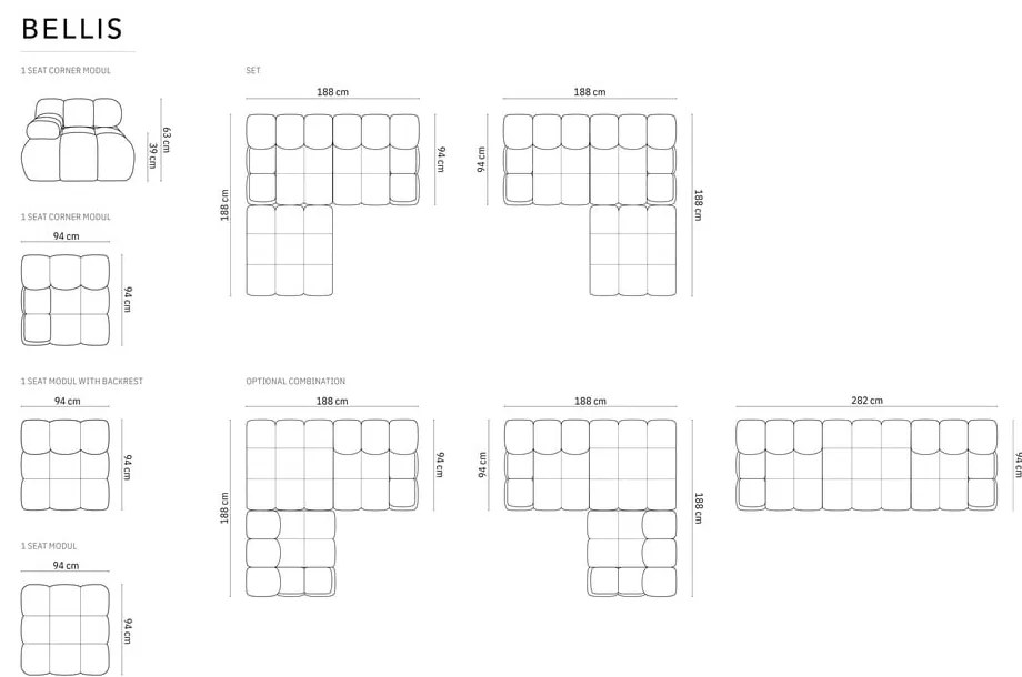 Zöld bársony sarokkanapé Bellis – Micadoni Home