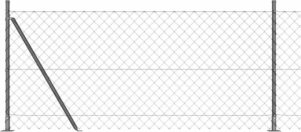 vidaXL Kerítésoszlop Szürke 10 x 0,8 m (60 x 60 mm háló) Acél és PVC