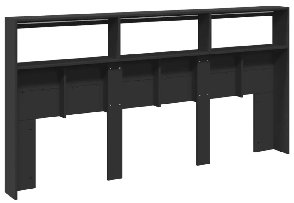 fekete áthidalószekrény LED-világítással 200 x 17 x 102 cm